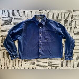 Cropped The North Face blue fleece button-up shirt